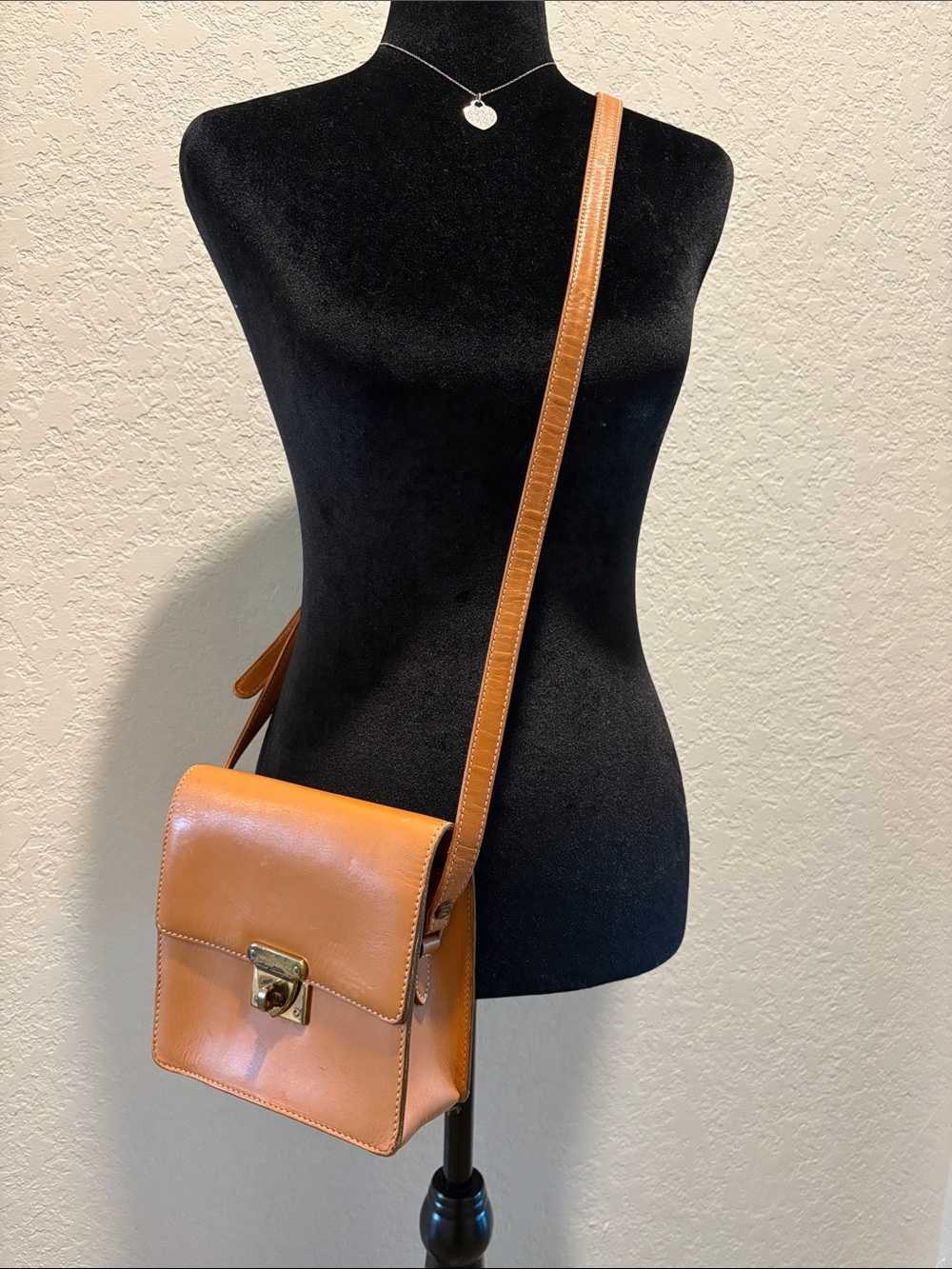 Valentino Garavani Vintage Tan Leather Crossbody Bag